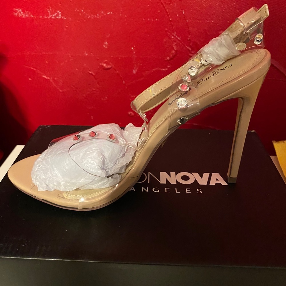 Clear rhinestone heel